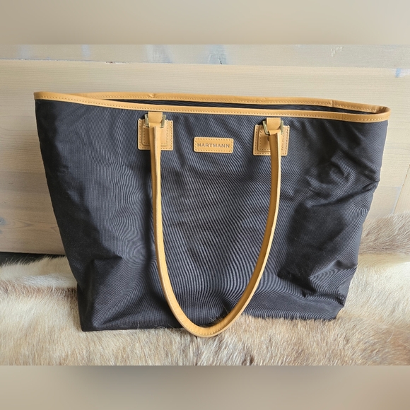 Hartmann Handbags - Hartmann Canvas And Leather Zippered Tote